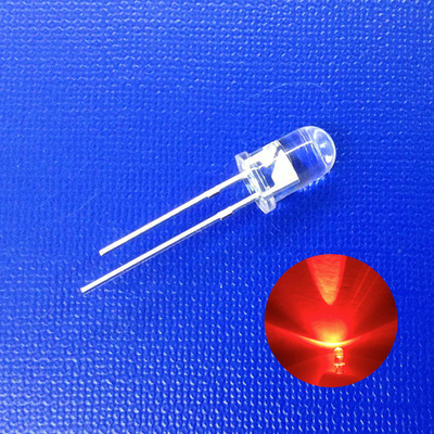 T1 3/4 5 มม. สีแดงออกแสง 5 มม. ไดโอเดส LED หัวกลมโปร่งสําหรับตัวชี้สัญญาณหัน