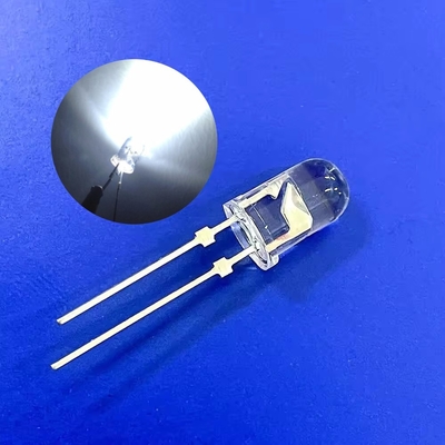 ดิ๊ป ไฟเตือนจราจร LED ไดโอ้ด 5mm 45deg สีขาว 9000K 22000mcd เลนส์ใส