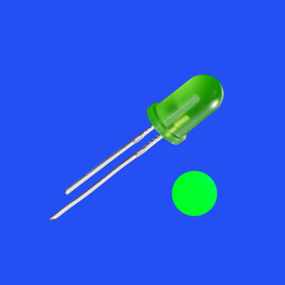 5mm 2Hz 1/8 Duty Cycle 12V สีเขียวหมอก 520nm 2000mcd 60deg Resistor