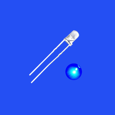 605nm สีน้ําเงิน 3mm LED Diode หัวกลม กระจกใส 30 องศา สั้น Pin Dip LED